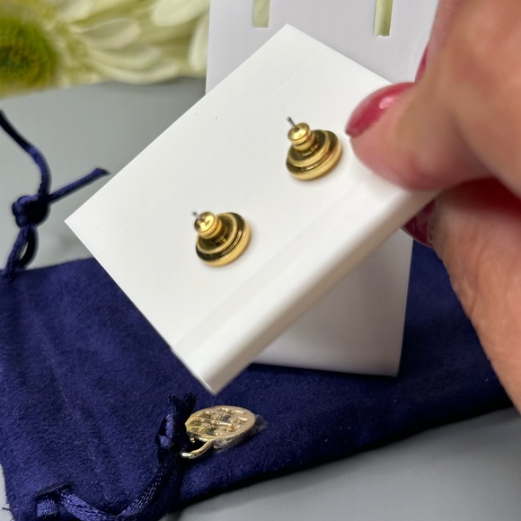 TORY BURCH Roxanne Cluster Stud Earring In Rolled Brass:Green new with dust bag - Picture 6 of 6
